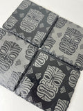 Polynesian Tiki Dude Raw Edge Slate Coaster Set - Set of 4