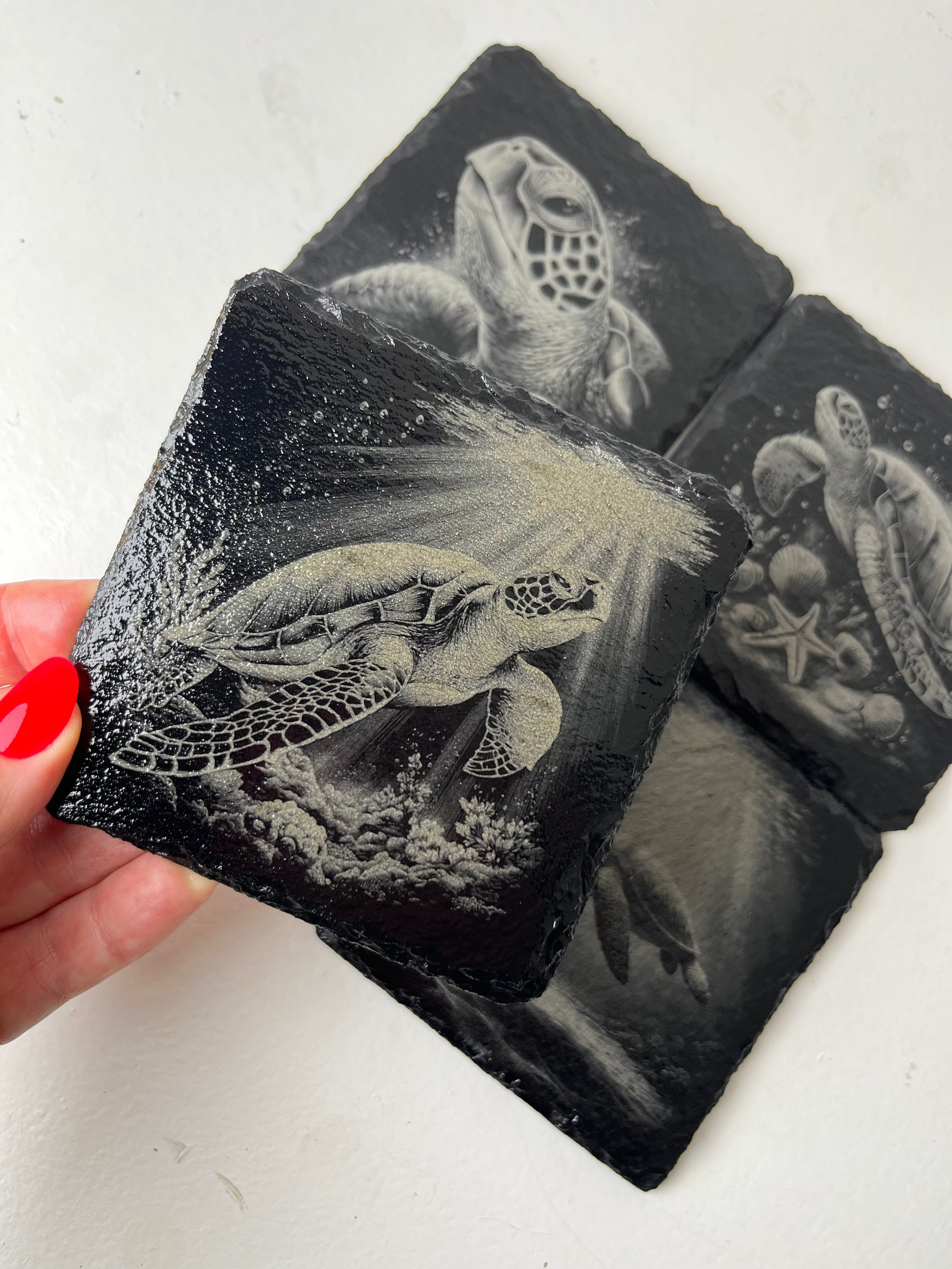 Mixed Honu Sea Turtle Coaster Set - Set of 4