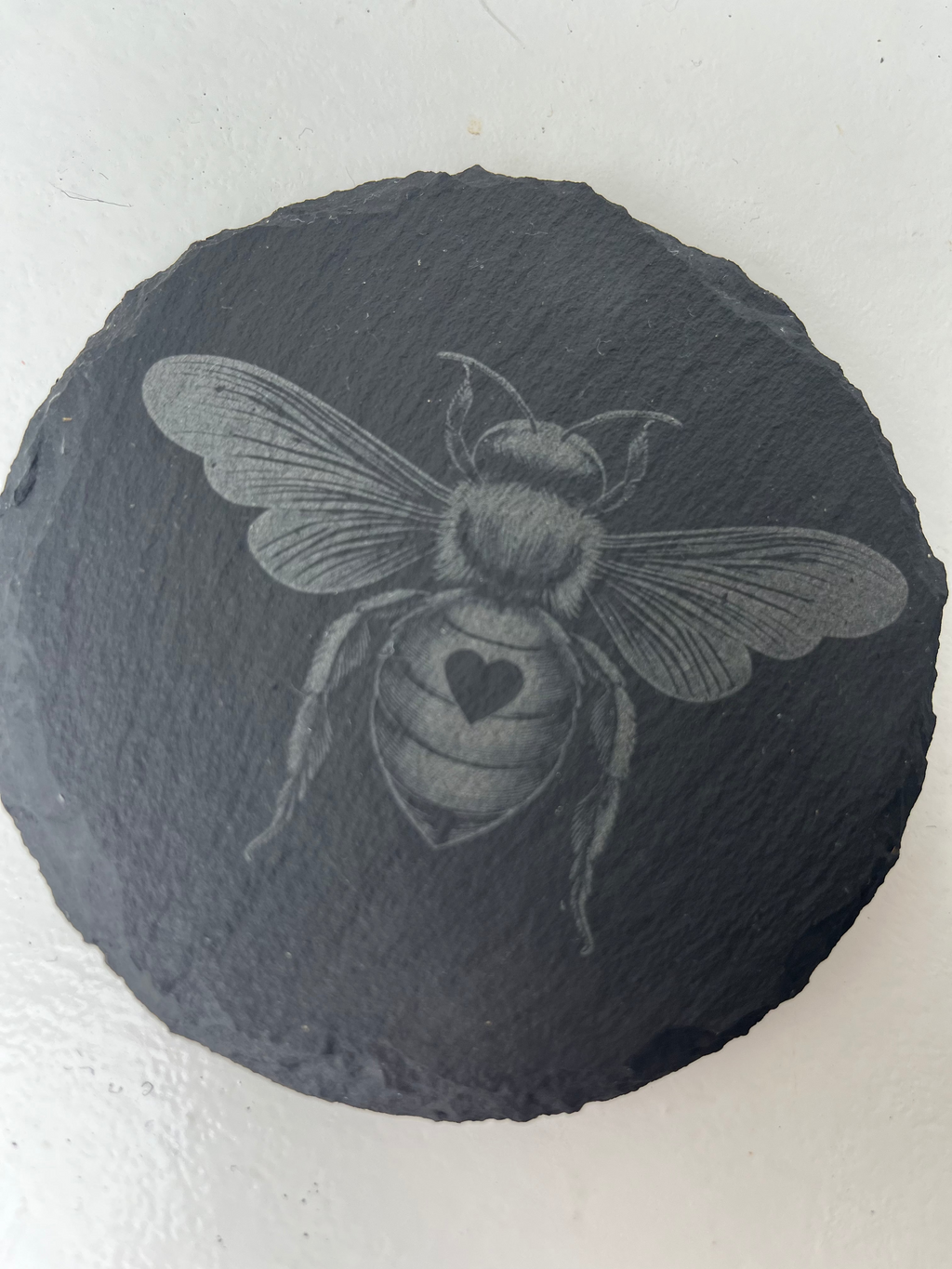 Bee Love Raw Edge Slate Coaster Set - Set of 2