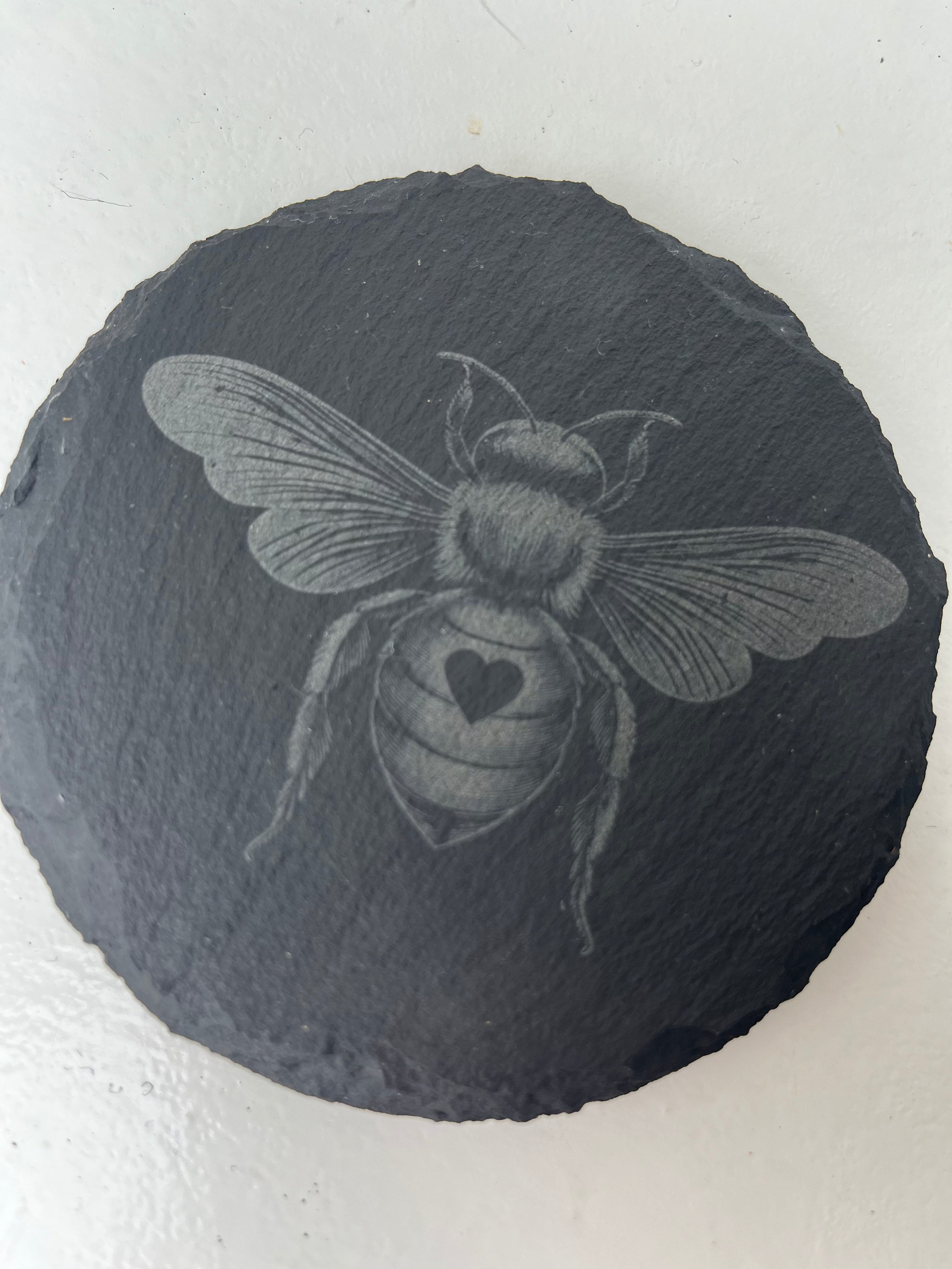 Bee Love Raw Edge Slate Coaster Set - Set of 2