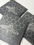Bee Raw Edge Slate Coaster - Set of 3