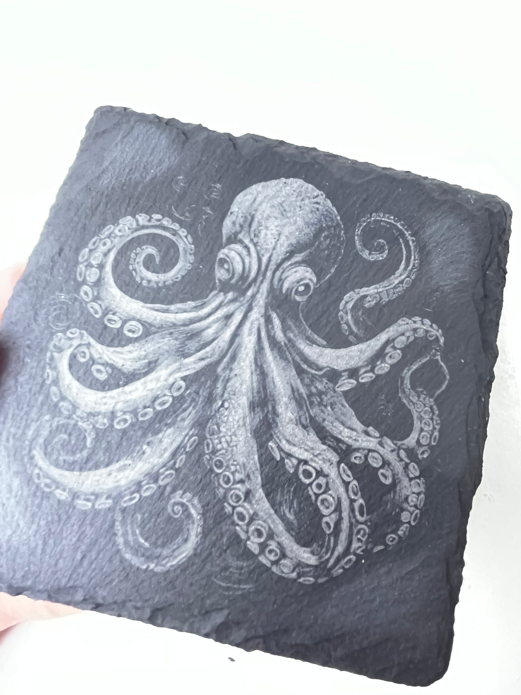 Octopus Raw Edge Slate Coaster Set - Set of 2