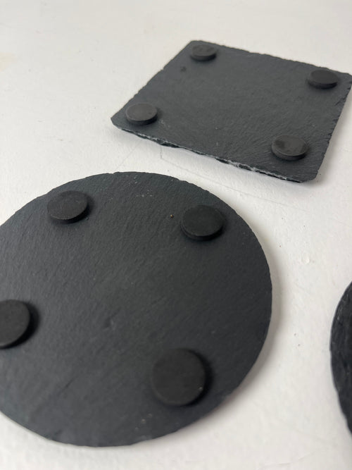 Bee and Flower Raw Edge Slate Coaster Set - Set of 3
