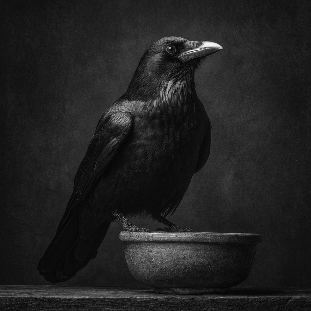 Crow Raven Raw Edge Slate Coaster Set - set of 2
