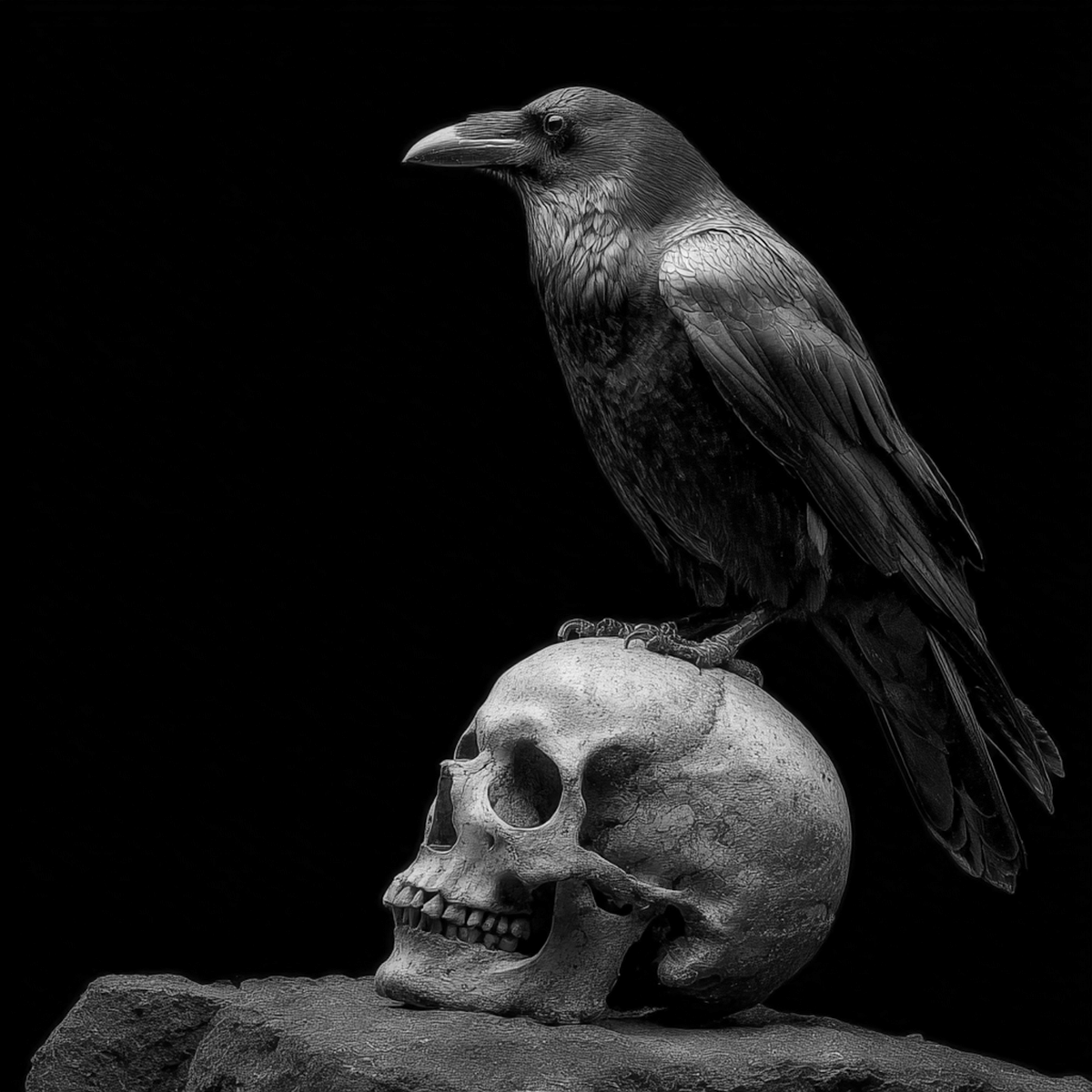 Crow Raven Raw Edge Slate Coaster Set - set of 2