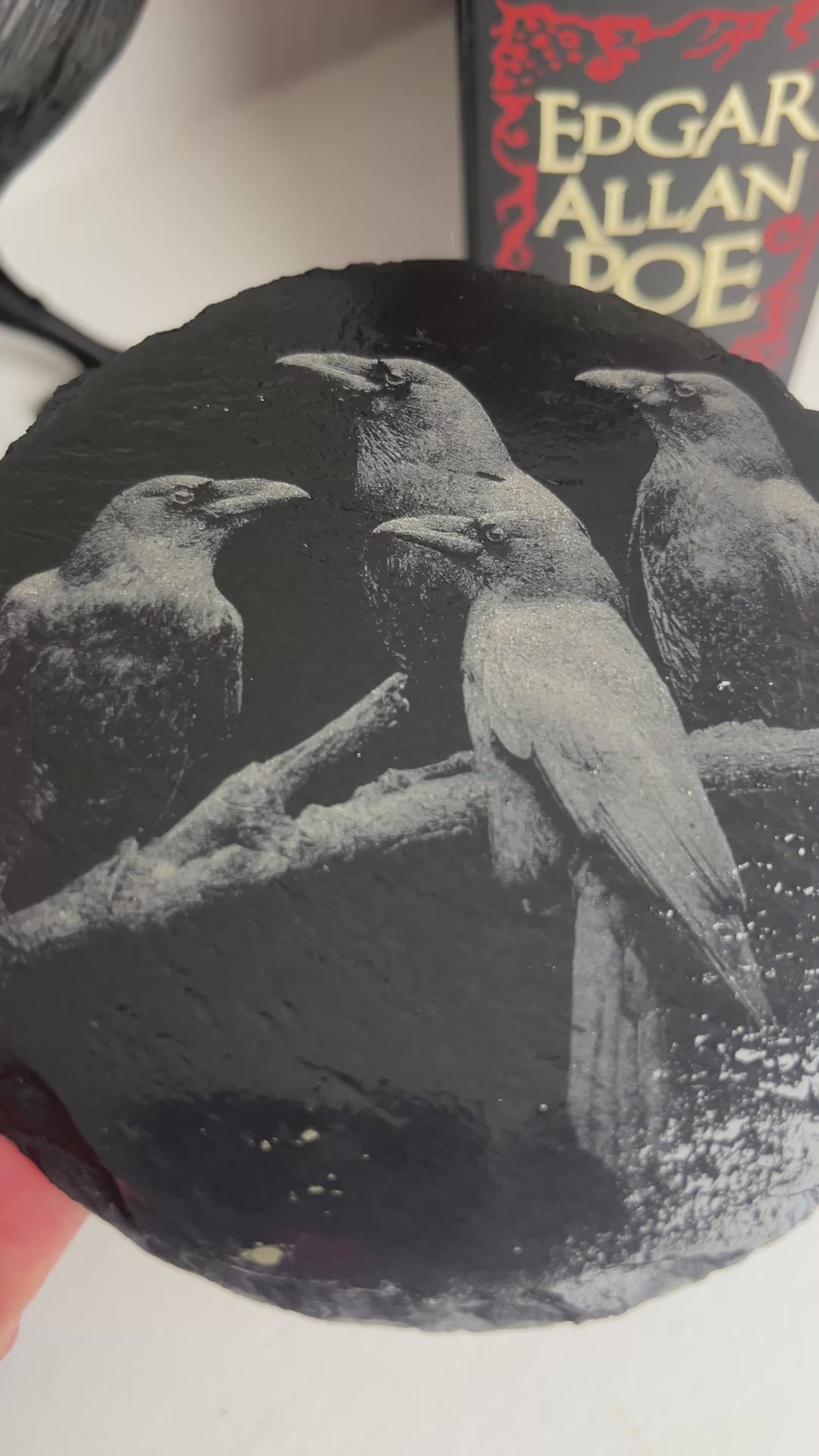 Murder of Crows Raw Edge Slate Coaster Set - set of 2
